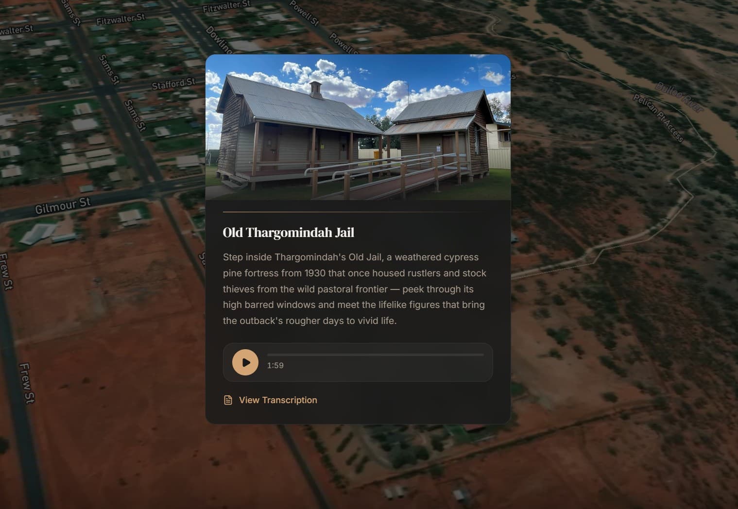 iAudioTours stop card with audio player