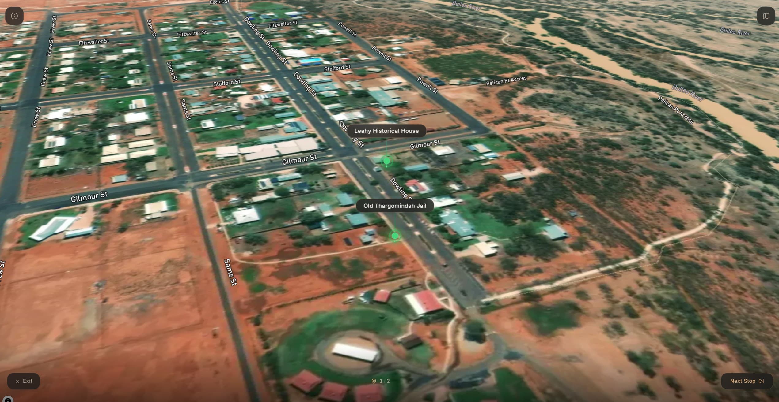 iAudioTours aerial map view